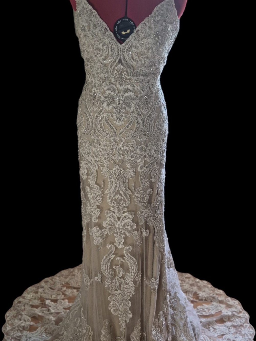Allure Bridals Champagne Lace Beaded Gown